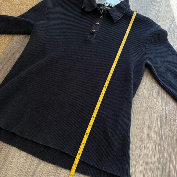 Lauren Ralph Lauren Dark Blue Ribbed Collared Button Down Shirt - Picture 4 of 5